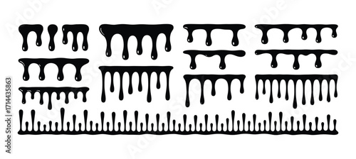 WebUnleash your creativity with dripping black paint elements for striking design projects, perfect for Halloween graphics, grunge textures, and edgy visual effects that command attention