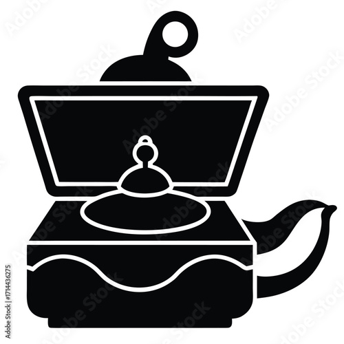 aladdin lamp jewelry box vector icon