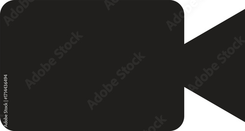 Black video camera icon on white background