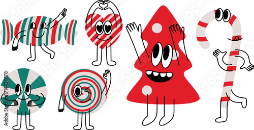 An adorable and quirky set of Christmas-themed sweets and a Christmas tree that comes to life with funny, animated faces and poses