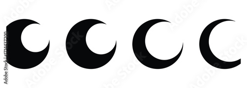 WebElegant moon phases in black and white showcasing lunar cycle, perfect for astrology, astronomy, or modern spiritual designs, offering a calming, celestial vibe for branding and creative projects