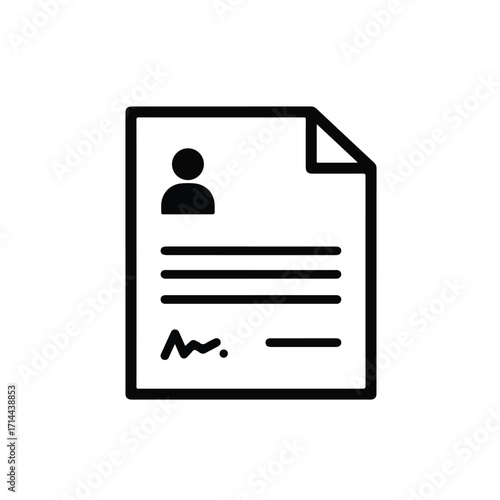 A bold vector icon of a personal document, perhaps a resume or application form