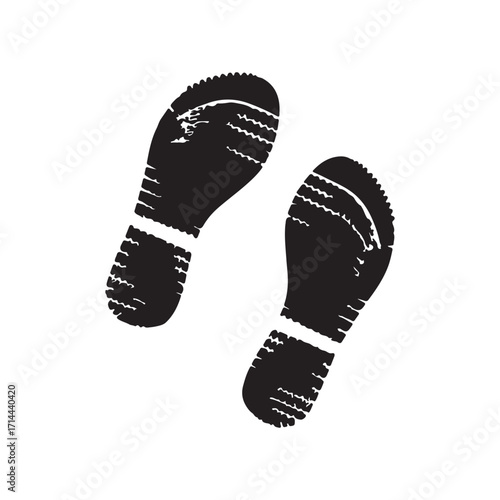 Sole Prints Isolated Black Footprint on White Background