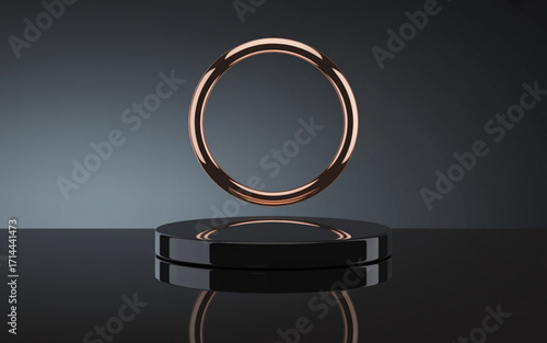 A close-up of a silver ring resting on a black leather chair