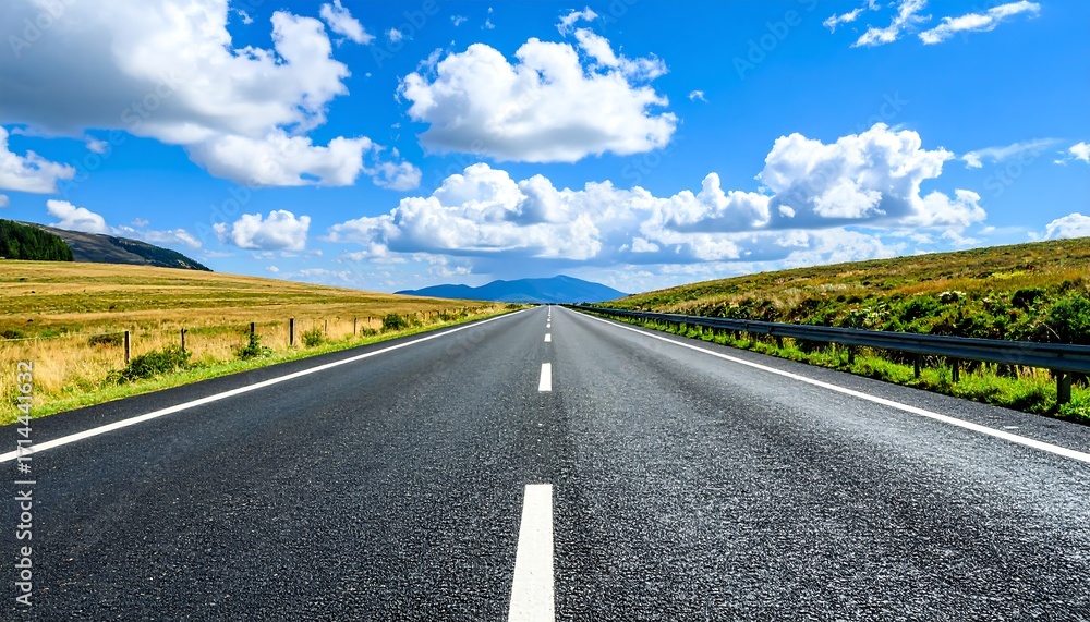 Fototapeta premium Empty highway stretches into a bright, sunny day