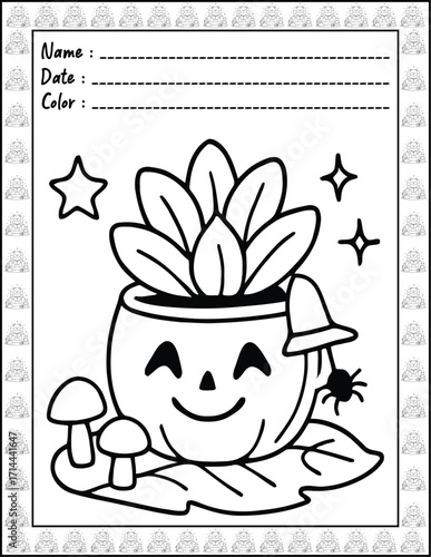 Bold and Easy Spooky Hygge Coloring Book for Adults and Kid. High resolution (300 DPI), Ready to print on standard 8.5x11-(A4) inch paper With (No Bleed), Black and White. Vector illustration