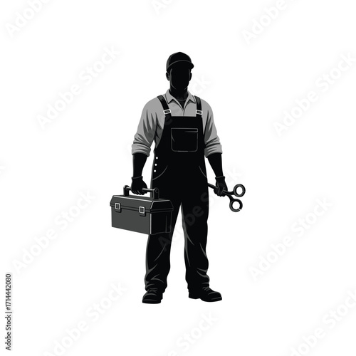 Automotive Mechanic Working on Car Tire Illustration of Maintenance, Repair, and Auto Service with Wrench and Car Wheel in Garage