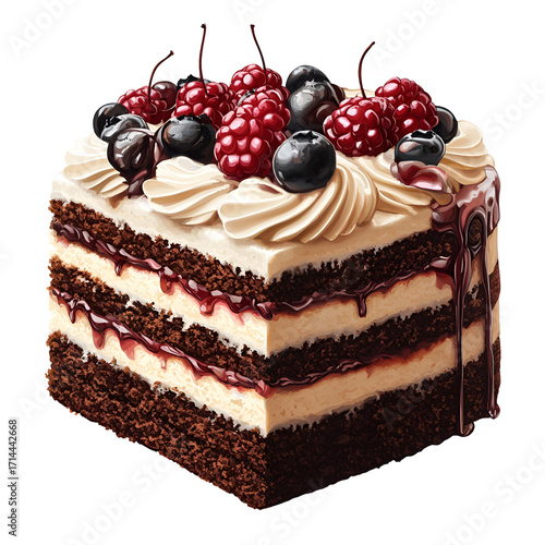 Wallpaper Mural Chocolate cake slice with berries detailed close up of dessert Torontodigital.ca