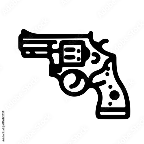 Revolver Black and White Vector Icon