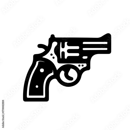 Revolver Black and White Vector Icon