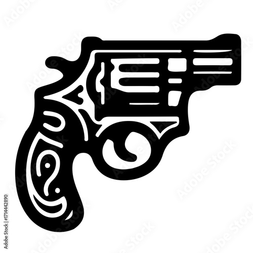 Revolver Black and White Vector Icon