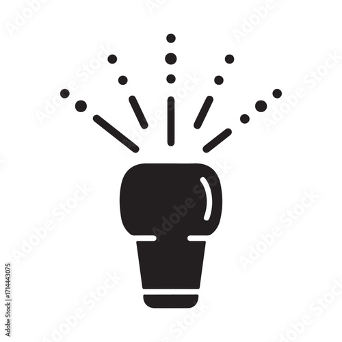 Simple Black Glyph Icon of a Popping Bottle Cork