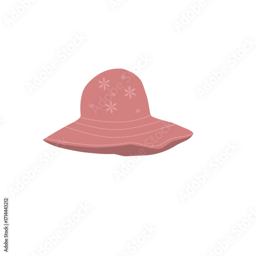 Fedora hat illustration. Beautiful hat illustration. Beach hat illustration. Women's hat illustration. Minimalist hat illustration. Flat design of women's hat