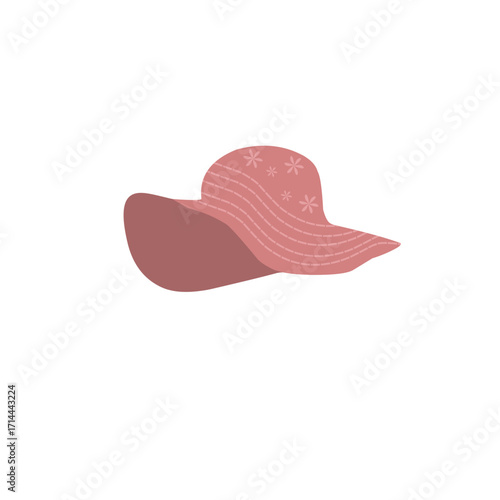 Fedora hat illustration. Beautiful hat illustration. Beach hat illustration. Women's hat illustration. Minimalist hat illustration. Flat design of women's hat