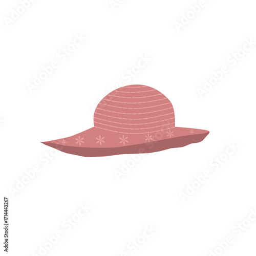 Fedora hat illustration. Beautiful hat illustration. Beach hat illustration. Women's hat illustration. Minimalist hat illustration. Flat design of women's hat