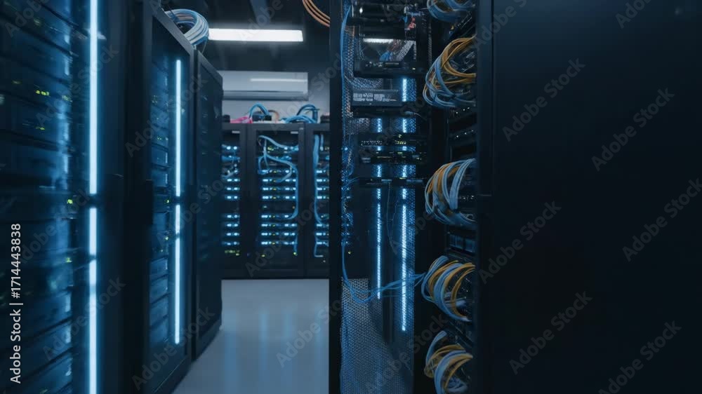 Illuminated Server Racks in Modern Data Center - Rows of illuminated ...
