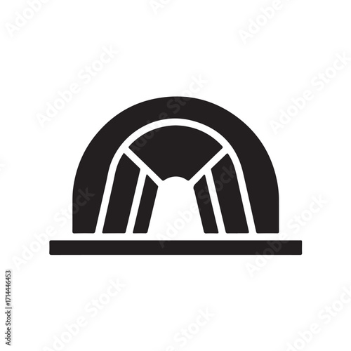 Symmetrical Archway Icon in a Bold, Minimalist Black Silhouette Style