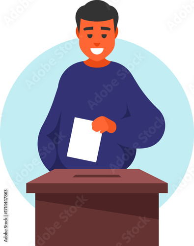 Man Voting in Elections – Democracy and Voting Rights Concept Illustration