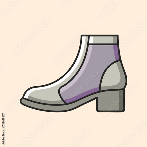 Modern Stylish Grey Ankle Boot with Light Purple Accents Design Isolated