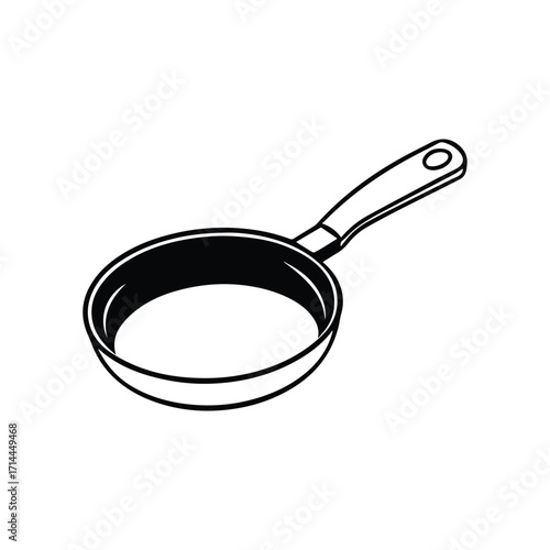 frying pan outline coloring book page vector illustration line art drawing