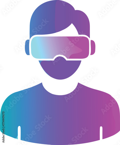Futuristic user avatar with holographic vr headset experiencing virtual reality technology vector