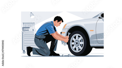 Red Sports Car on Dynamometer Testing Machine Performance Analysis, Car Tuning, Horsepower Measurement and Diagnostic Check in a Professional Automotive Workshop