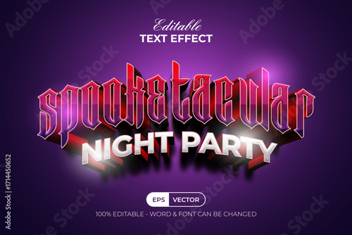 Halloween Party Text Effect 3D Curved Style. Editable Text Effect.