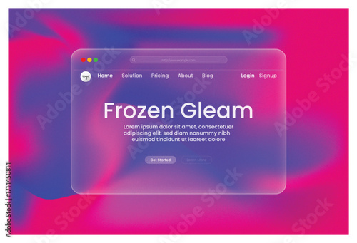 Modern Frosted Glass Website UI Design Gleaming Interface Elegant UX Concept Colorful Gradient Clean Lines Contemporary