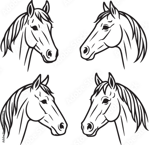 Line art horse heads
