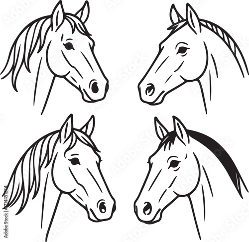 Line art horse heads