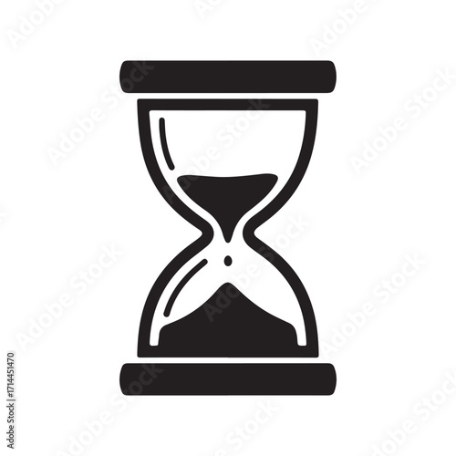 Simple Monochrome Hourglass Icon on a White Background