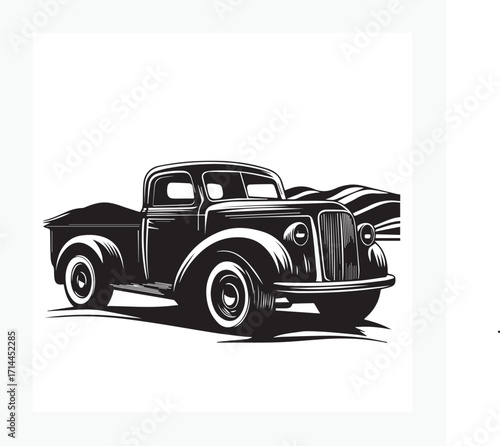 retro pick up vector illustration
