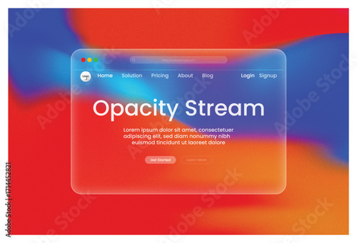 Opacity Stream Modern UI Design Glassmorphism Interface Colorful Gradient Background Web Design Inspiration Clean Layout