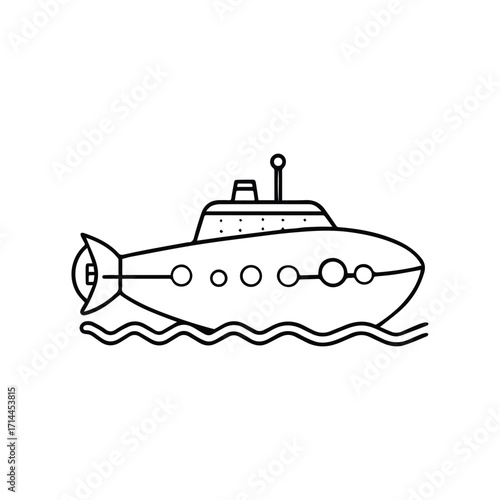 underwater vessel outline coloring book page vector illustration line art drawing