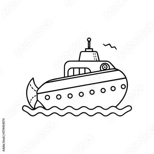 underwater vessel outline coloring book page vector illustration line art drawing