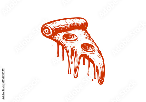 Slice of pizza hand drawn sketch vector illustration