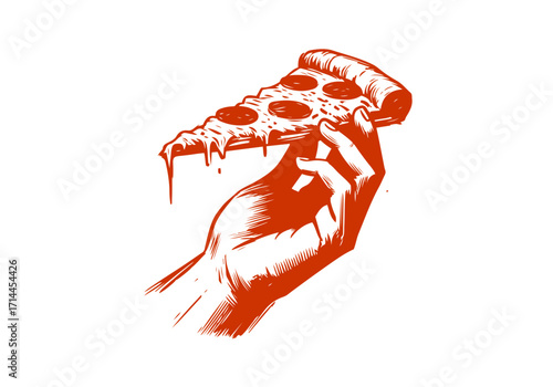 Slice of pizza hand drawn sketch vector illustration