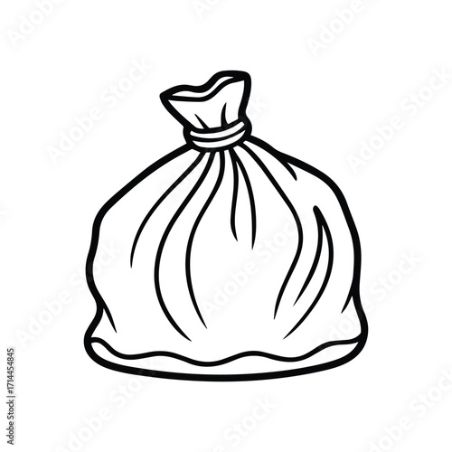 trash bag outline coloring book page vector illustration line art digital drawing