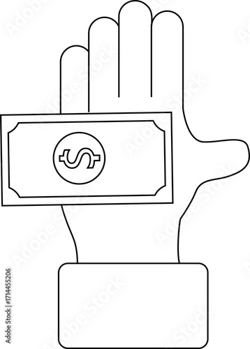 palm icon and dollar icon with black background