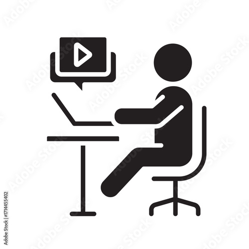 child studying online black flat icon.