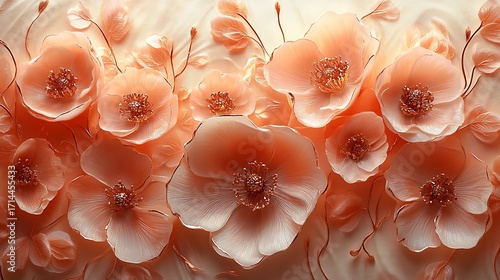 Beautiful decorative embossed flowers in pastel tones high resolution photo