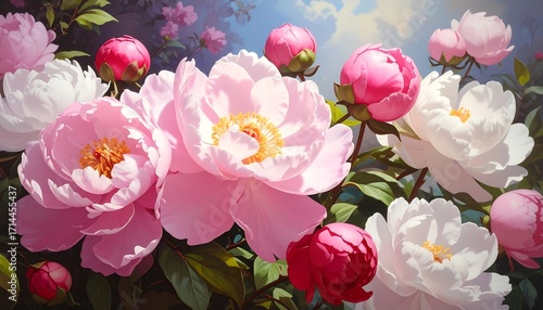 A Blossoming Array of Delicate Peonies