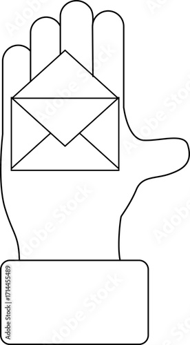 palm icon and open envelope icon with black background