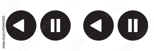 Media Player Buttons icon set, Play and pause buttons sign, Video Audio Player button symbol, vector illustration