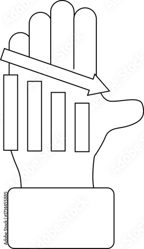 palm icon and graph icon down with black background