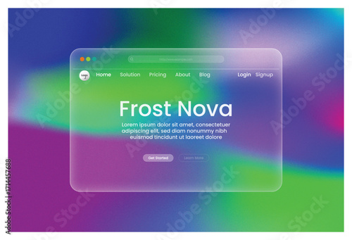 Frost Nova Landing Page Design Modern Website Template with Glassmorphism Clean UI UX Gradients Web Design Inspiration