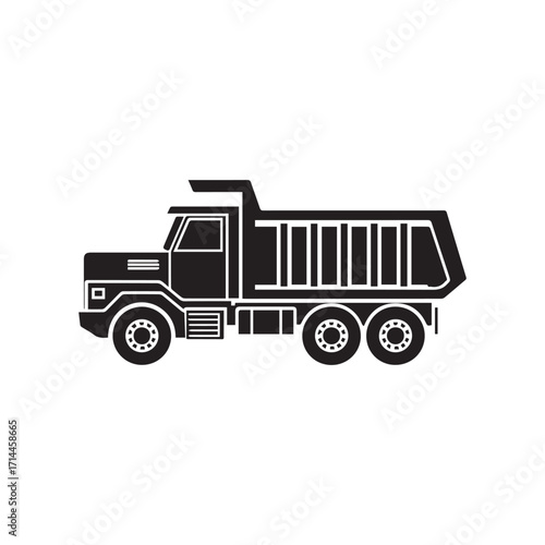 Black and White of a Dump Truck Side View