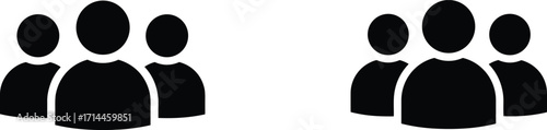 Two Groups of Black Silhouette Icons Representing People symbol