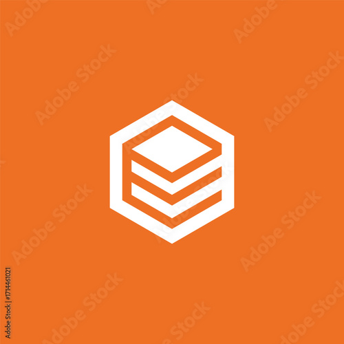 Cube Hexagon Letter E Logo Design Vector Template