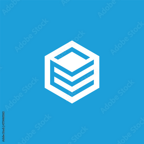 Cube Hexagon Letter E Logo Design Vector Template